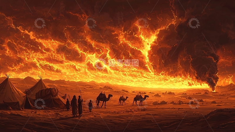 高清大图下载【趣麦麦图】沙漠火焰风暴