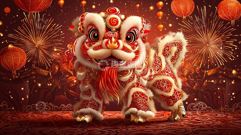 高清大图下载【趣麦麦图】萌系舞狮