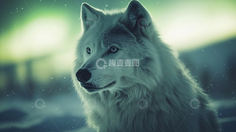 高清大图下载【趣麦麦图】极地白狼高清壁纸