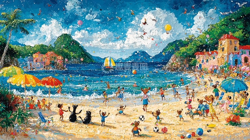 高清大图下载【趣麦麦图】阳光沙滩海边景色