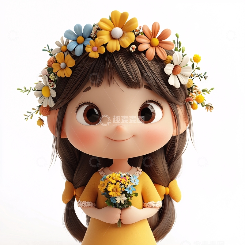 高清大图下载【趣麦麦图】花环女孩