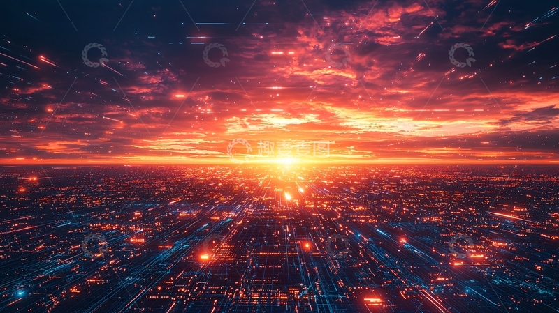 高清大图下载【趣麦麦图】日落城市全景图