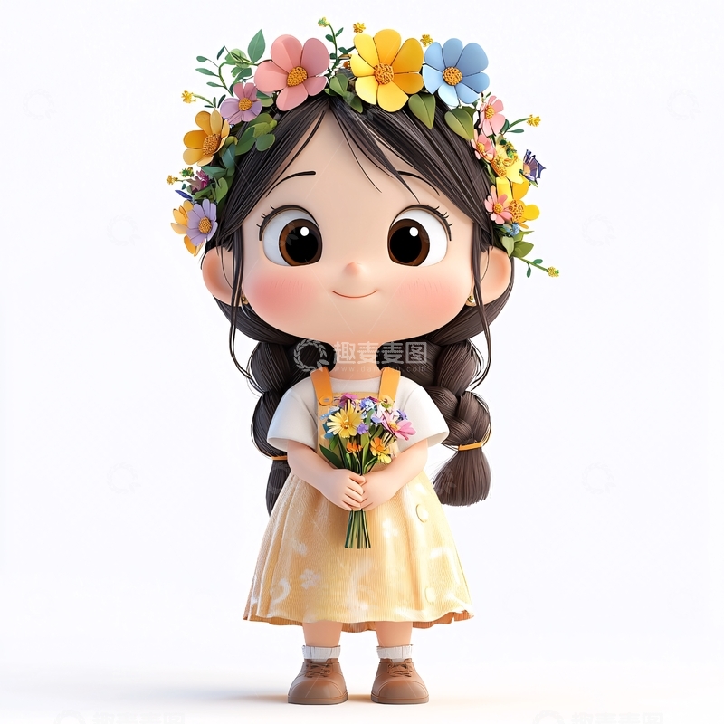 高清大图下载【趣麦麦图】花环女孩