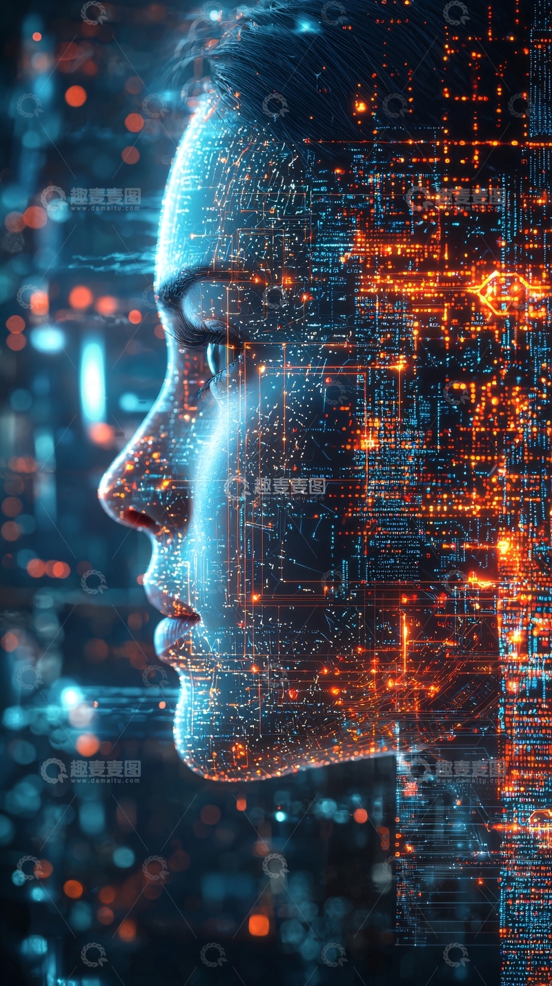 高清大图下载【趣麦麦图】科技感女性侧脸