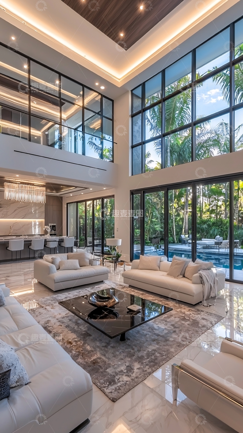 高清大图下载【趣麦麦图】现代轻奢别墅客厅