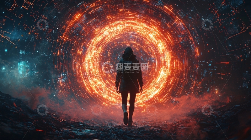 高清大图下载【趣麦麦图】火焰漩涡神秘女子