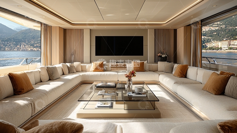 高清大图下载【趣麦麦图】豪华游艇客厅