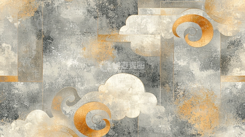 高清大图下载【趣麦麦图】灰白金色云朵纹理背景