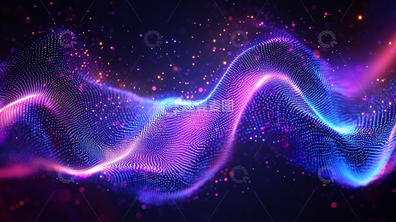 高清大图下载【趣麦麦图】梦幻紫色蓝色波浪粒子