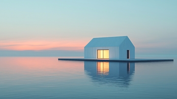 极简主义水上小屋