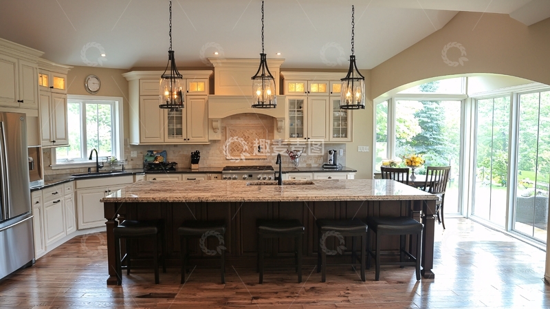 高清大图下载【趣麦麦图】宽敞明亮的厨房岛台