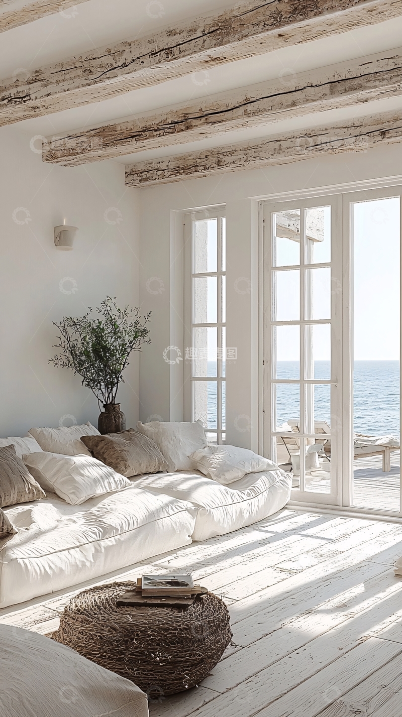 高清大图下载【趣麦麦图】极简海边度假屋客厅