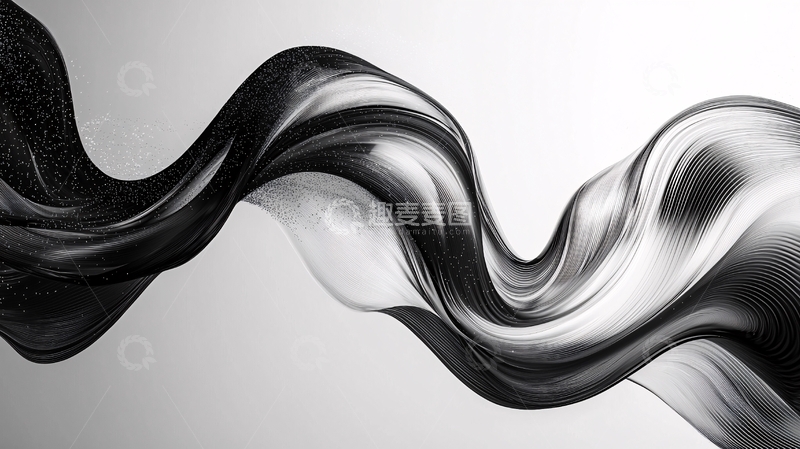 高清大图下载【趣麦麦图】黑白丝绸飘带