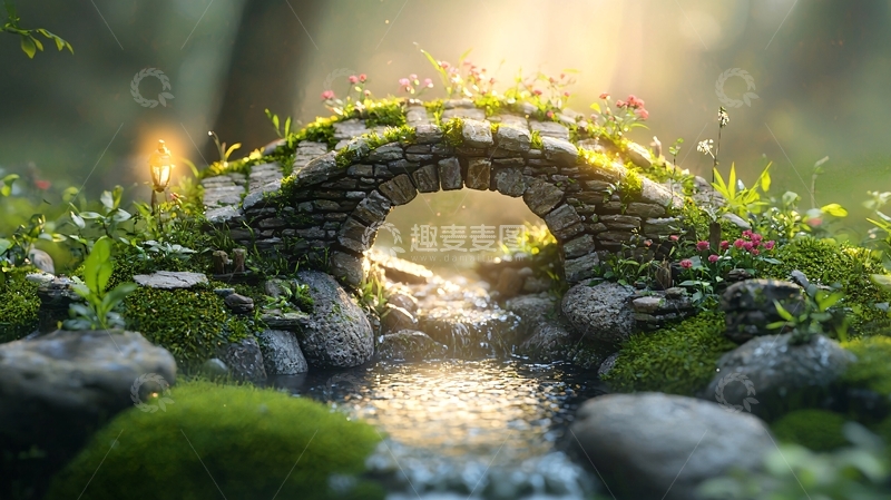 高清大图下载【趣麦麦图】森林小桥