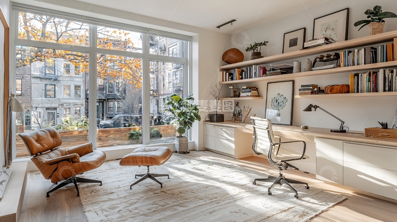 高清大图下载【趣麦麦图】明亮舒适的现代化书房