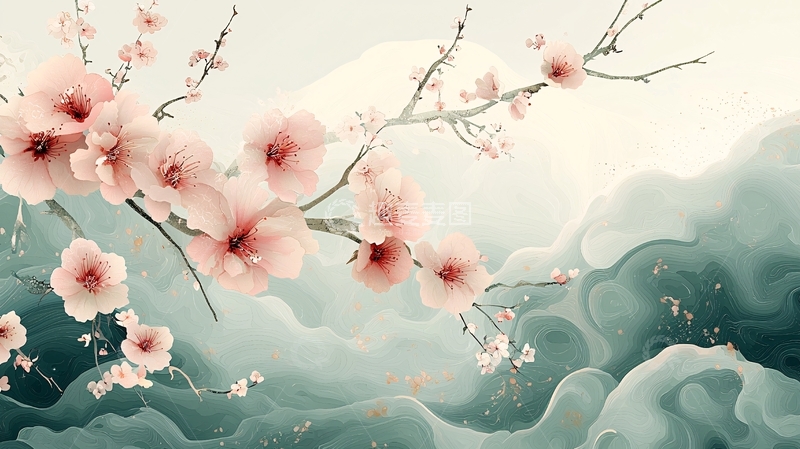 高清大图下载【趣麦麦图】水墨桃花