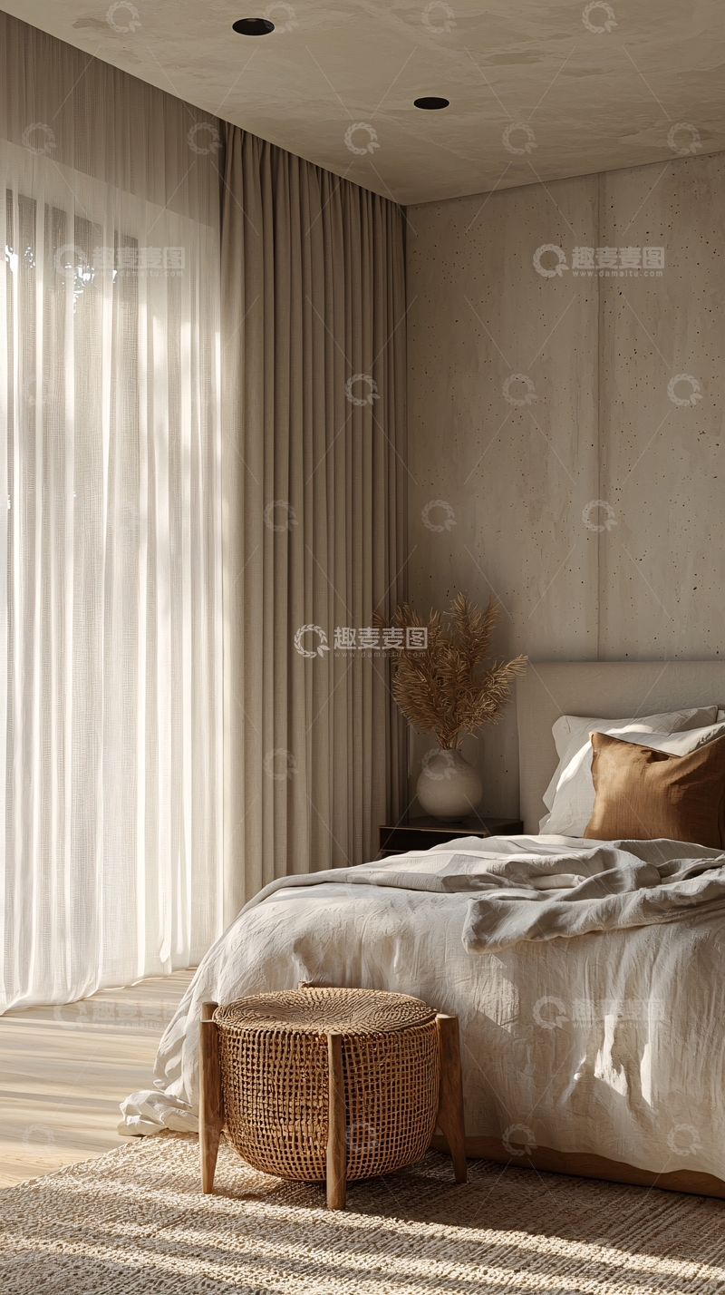 高清大图下载【趣麦麦图】米色调卧室自然光