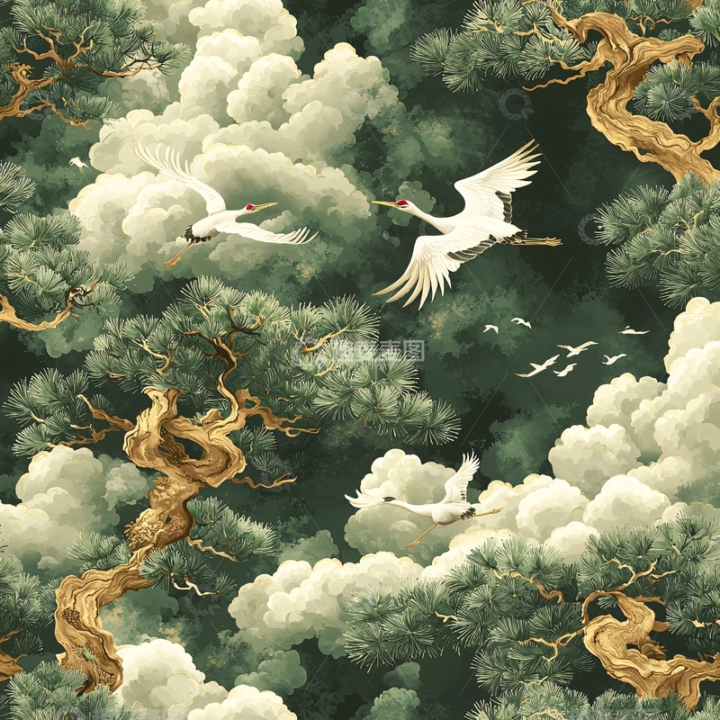 高清大图下载【趣麦麦图】水墨丹青仙鹤图