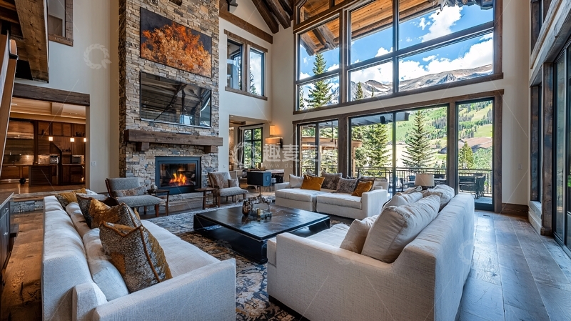 高清大图下载【趣麦麦图】豪华山景别墅客厅