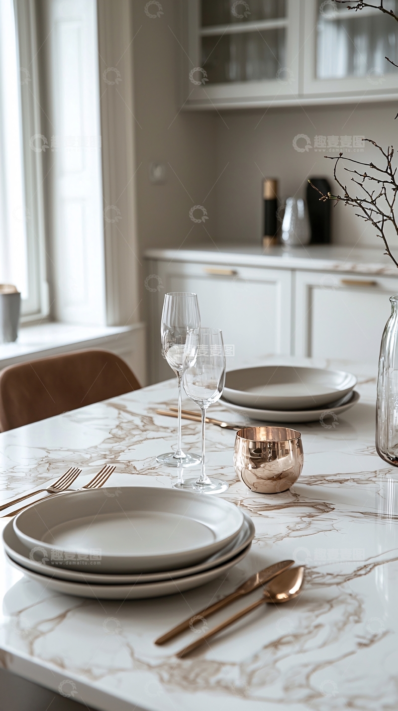 高清大图下载【趣麦麦图】极简风格厨房餐桌摆设