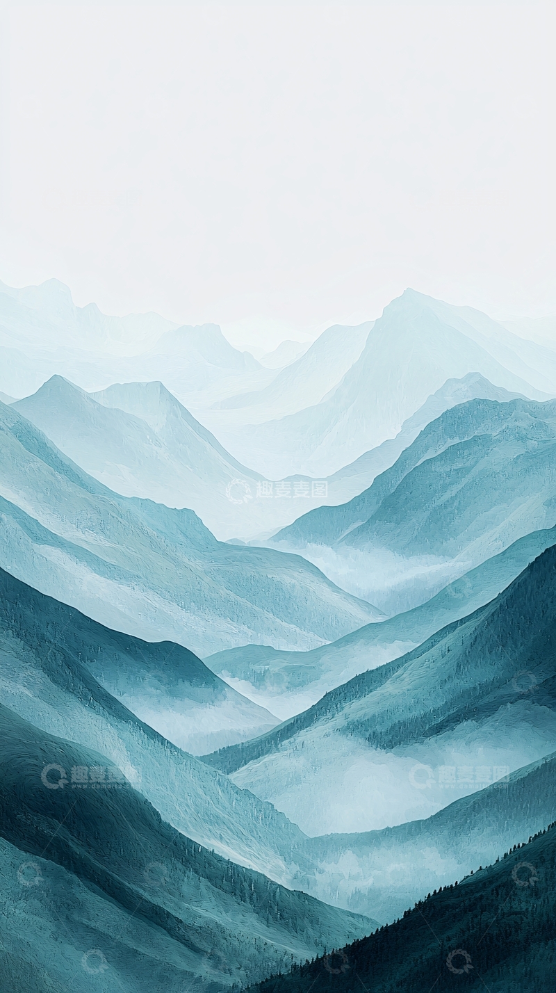 高清大图下载【趣麦麦图】水墨青绿山水画