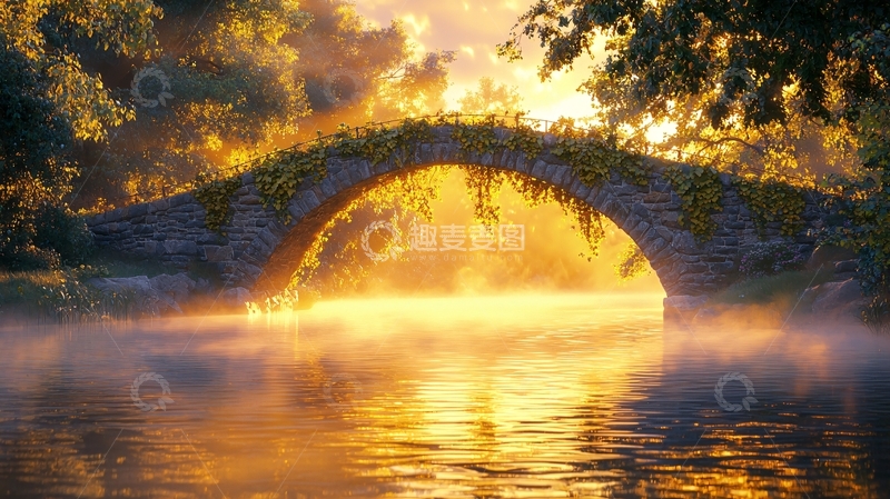 高清大图下载【趣麦麦图】阳光下的古桥