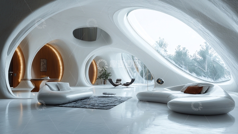 高清大图下载【趣麦麦图】流线型现代建筑室内设计
