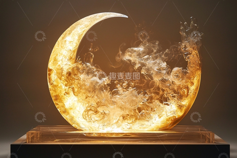 高清大图下载【趣麦麦图】月牙形火焰雕塑