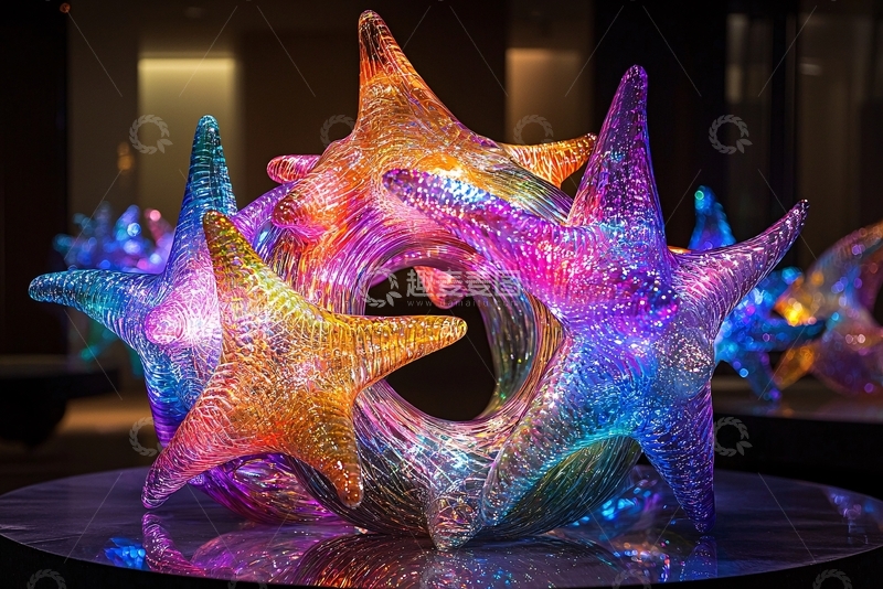 高清大图下载【趣麦麦图】彩色玻璃海星雕塑