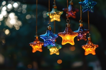 彩色玻璃星星灯串