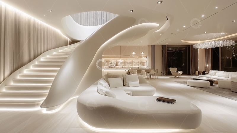 高清大图下载【趣麦麦图】极简主义现代豪华游艇内饰