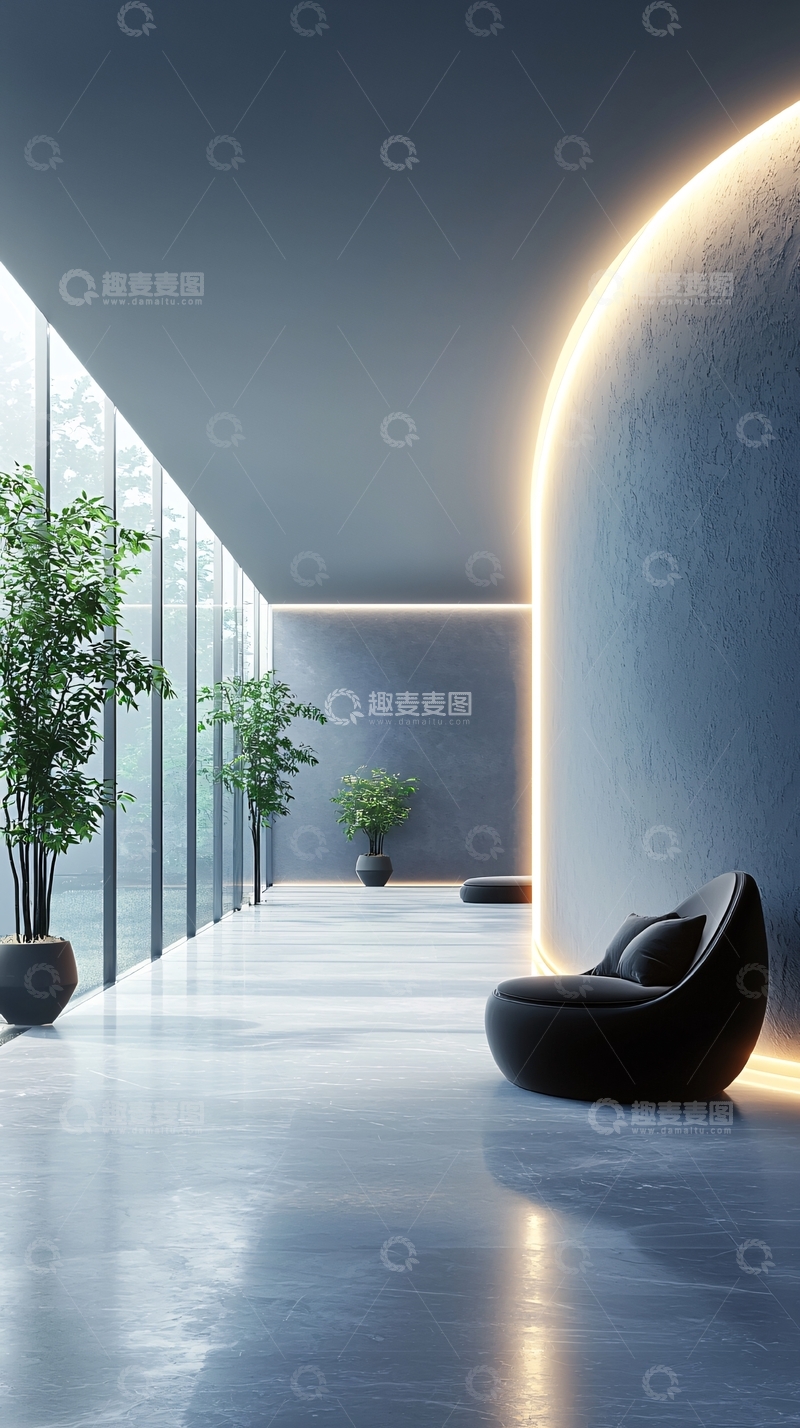 高清大图下载【趣麦麦图】极简现代风格室内长廊