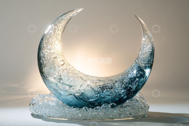 高清大图下载【趣麦麦图】玻璃月亮雕塑