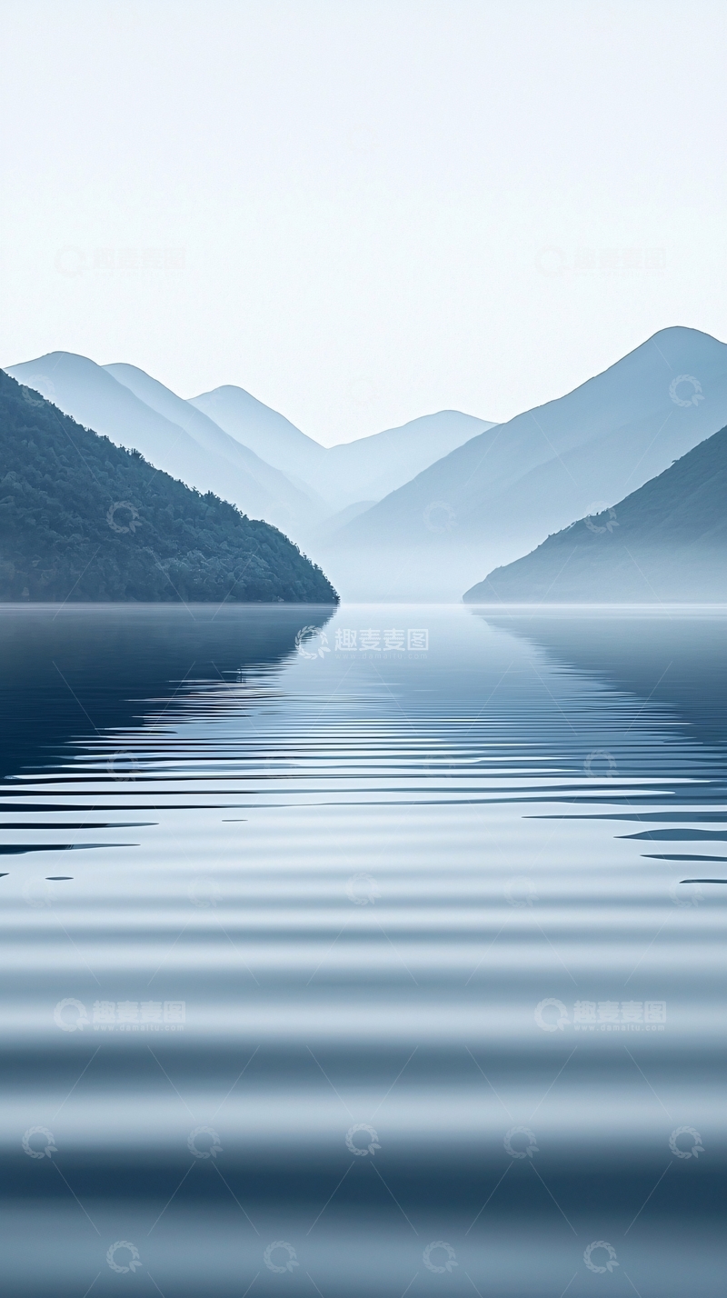 高清大图下载【趣麦麦图】静谧湖泊山峦倒影