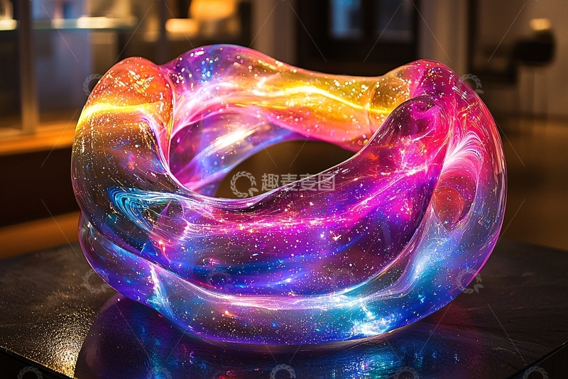 高清大图下载【趣麦麦图】彩色光影玻璃雕塑