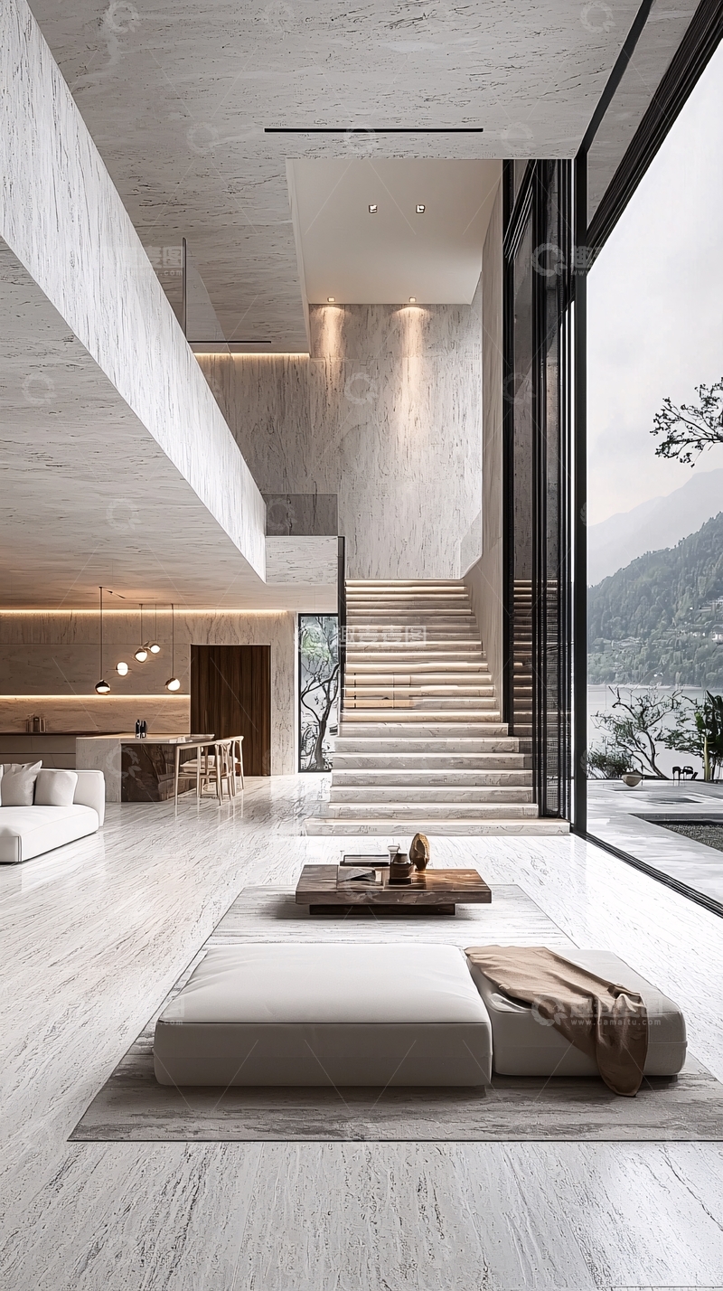 高清大图下载【趣麦麦图】现代极简风格别墅客厅