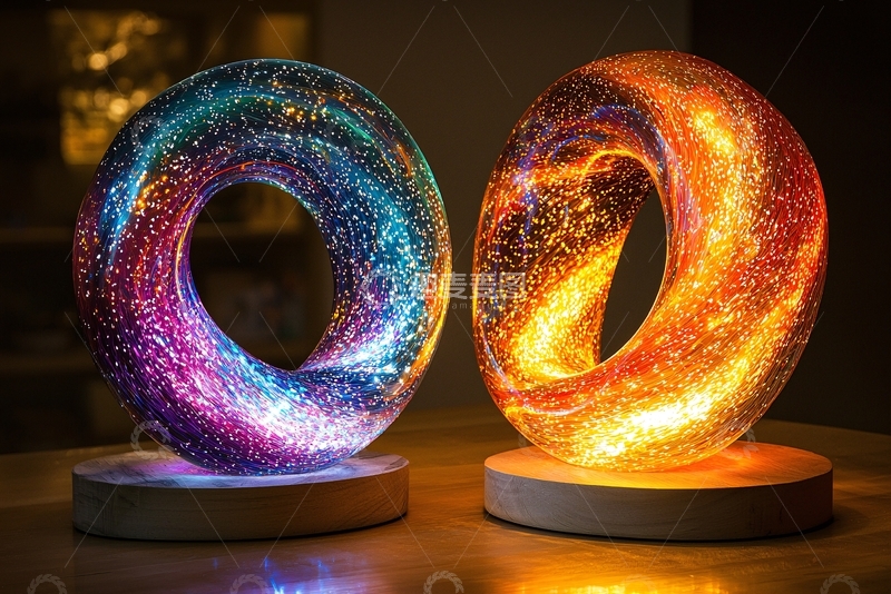 高清大图下载【趣麦麦图】彩色光晕环状物体