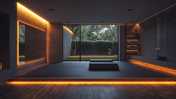 现代极简风格室内瑜伽室