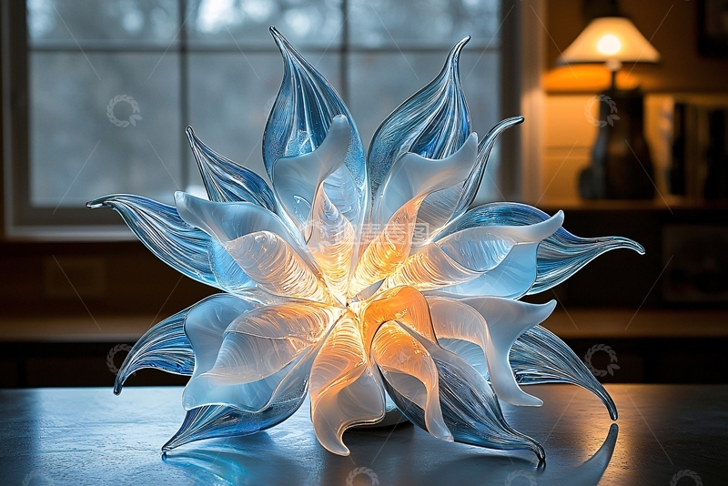 高清大图下载【趣麦麦图】蓝色玻璃花灯