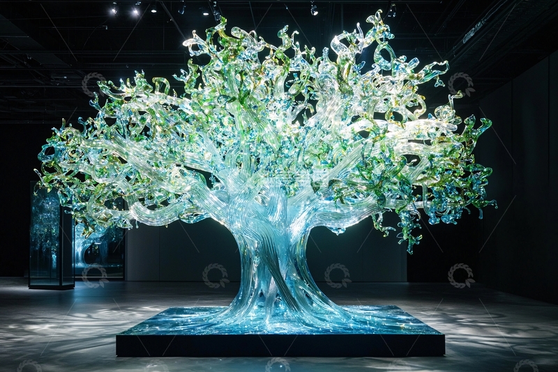 高清大图下载【趣麦麦图】大型玻璃树雕塑