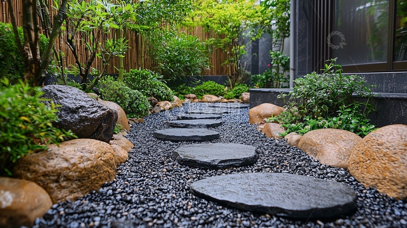 高清大图下载【趣麦麦图】庭院石板路小径