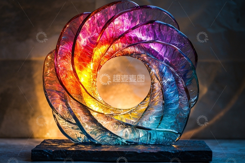 高清大图下载【趣麦麦图】彩色冰雕环形作品