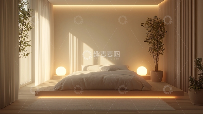 高清大图下载【趣麦麦图】极简日式卧室设计