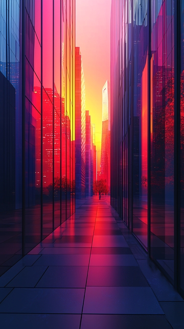 城市街景日落