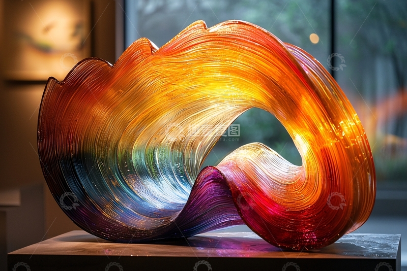 高清大图下载【趣麦麦图】彩色玻璃雕塑