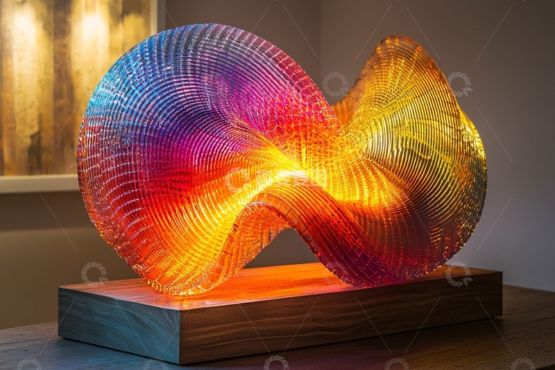 高清大图下载【趣麦麦图】彩虹色发光无限符号雕塑