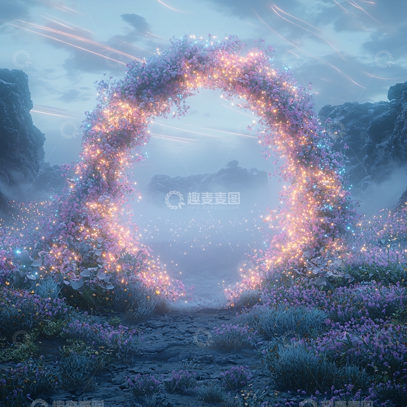 高清大图下载【趣麦麦图】梦幻光环花门