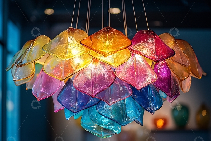 高清大图下载【趣麦麦图】彩色玻璃吊灯