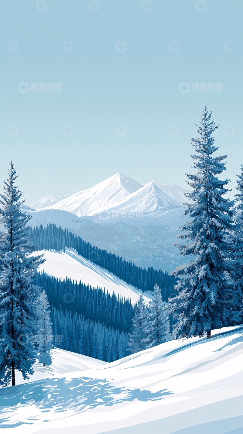 高清大图下载【趣麦麦图】冬季雪山风景图