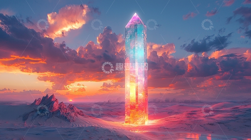 高清大图下载【趣麦麦图】梦幻多彩水晶柱